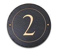 Rustic Slate Round House Number, Personalised with Your Number - Free UK Postage