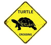 Rustic Slow Sign Turtle Crossing Warning Sign - 30x30 CM Square Aluminum Xing Sign - Funny Slow Down Signs for Yard Road Farm - Turtle Lover Home Decor - Christmas Housewarming Gifts