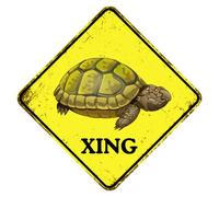 Rustic Slow Sign Turtle Crossing Warning Sign - 30x30 CM Square Aluminum Xing Sign - Funny Slow Down Signs for Yard Road Farm - Turtle Lover Home Decor - Christmas Housewarming Gifts