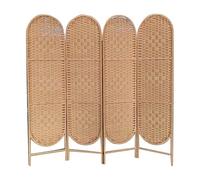 Rustic Solid Wood 4-Panel Foldable Room Divider - Minimalist Country Style Partition for Living Room, 180x50cm Natural Wood Folding Screen