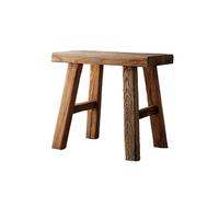 Rustic Solid Wood Dining Bench - Natural Asian Wood Entryway Seating, Short Armless Design (19.6"x10.2"x17.7") - Perfect for Hallway, Kitchen & Farmhouse Decor