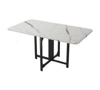 Rustic Solid Wood Dining Table with Folding Leaf & Heavy Duty Metal Legs Farmhouse Style for Small Spaces Seats Up to 6 People Perfect for Dining Room & Kitchen