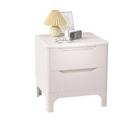 Rustic Solid Wood Nightstand 2-Drawer Bedside Table Storage Side Table for Bedroom Living Room Hallway Entryway 19.7in White End Table