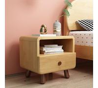 Rustic Solid Wood Nightstand with 2 Drawers Mid-Century Modern Side Table Storage nizer for Living Room & Bedroom Fur (42x36x45cm 17x14x18inch)