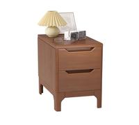Rustic Solid Wood Nightstand with 2 Drawers - Sturdy Bedside Table for Bedroom Living Room Hallway & Dorm - Storage End Table (13.8in Wide Brown)