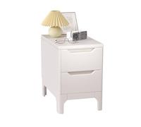 Rustic Solid Wood Nightstand with 2 Drawers Sturdy Storage End Table for Bedroom Living Room Hallway & Dormitory - 11.8in White Bedside Table