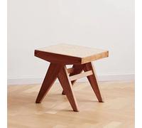 Rustic Solid Wood Rattan Bench, Multifunctal Shoe Sto Entryway Stool, Pastoral Sle Dining, Balcony, Living Room, Shop, Courard (Single, Light Brown)