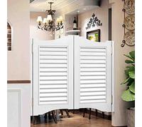 Rustic Solid Wood Swing Door - Retro Louvered Kitchen Bar & Cafe Partition with Auto Close - Stylish Half Waist Fence Design for Charming Western Decor