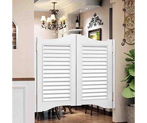 Rustic Solid Wood Swing Door Retro Louvered Partit for Kitchen Bar & Cafe with Auto Close Feature Half Waist Fence Design Charming Rustic Decor