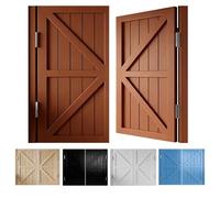 Rustic Solid Wood Swinging Cafe Door with Stainless Steel Hinges - 45" x 36" Half Door for Bar & Room Divider Smooth 180° Open & Close Brown Finish