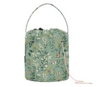 Rustic Spring Chic Flowers Sage Green Crochet Storage Knitting Bag Yarn Storage with Holes Storage Bags for Yarn Balls Crochet Backpack