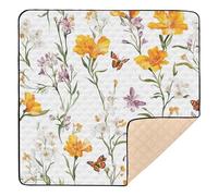 Rustic Spring Chic Flowers White1 Soft Thick Baby Playmat for Floor Lightweight Tummy Time & Crawling Mat for Baby Toddler Infant, 50'' x 50''