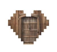Rustic Stall Wooden Door Print Building Brick Puzzles, Family Keepsake Romantic Home Decor Anniversary Birthday Gifts