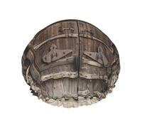 Rustic Stall Wooden Door Print Reusable Shower Cap For Women Shower Caps With Double-Layer Elastic For Long Hair Bath