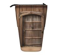Rustic Stall Wooden Door Print Telescopic Standing Pencil Bag/Stand Up Stationery Bag/Makeup Bag/Storage Case