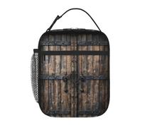 Rustic Stall Wooden Door Prints Insulated Lunch Tote Bag Lunch Box Reusable Lunch Cooler Bag for Women/Men Work, Picnic, School, Travel