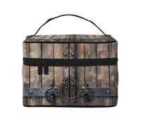 Rustic Stall Wooden Door Prints Makeup Bag for Women Men, Travel Cosmetic Bag Large Wide-Open Portable Toiletry Bag with Handle