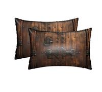 Rustic Stall Wooden Door Silk Pillowcase for Hair & Skin, Standard Size 20"X 30" Silk Pillow Cases Satin Pillowcase with Zipper Soft Breathable Smooth Cooling Pillow Cover for Sleeping