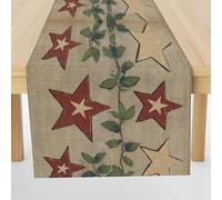Rustic Star Table Runner Country Vines Table Cover, Cotton Linen Traditional Fabric Dining Decor Table Mat Indoor Outdoor Party Supply 30x120 cm