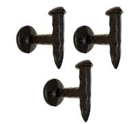 Rustic State Sirkeci Cast Iron Hooks Antique Wrought Iron Railroad Spike Design Rack for Coat Towel Bag Hat Pot Pan - Hand Hammered Wall Mount Forged Hanger - Set of 3 - Black