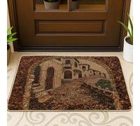 Rustic Stone Doormat, Brown House Entrance Mat for Indoor & Outdoor Use, Vintage Decor, Rubber Waterproof Non-Slip Dust Absorbent Welcome Mats, Easy Care 29x17 Inch