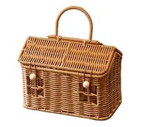Rustic Storage Basket, Woven Imitation Rattan Organizer With Handles, For Toys, Laundry, Toiletries, Home Decor, Bathroom, Nursery, Picnic & Wedding Decoration