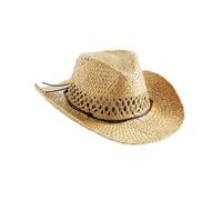 Rustic Straw Cowboy Hat - Classic Western Style Beige