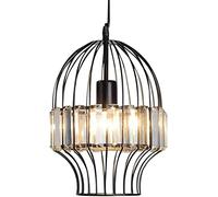 Rustic Sturdy Durable Crystal Light 1-Light Lantern Chandelier Black Moroccan Lamp Dining Table Chandelier Farmhouse Metal Cage Light for Foyer Kitchen Living Room/a