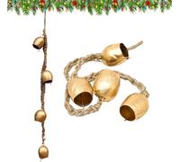 Rustic Style 4 Bells Cluster Handmade Metal Harmony Christmas Hanging Cow bell on Jute Rope Iron Christmas Oraments