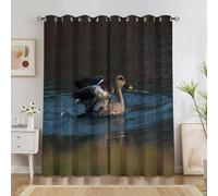 Rustic Style Blackout Curtains Ducks Thermal Curtains for Living Room Bedroom, Pencil Pleat Eyelet Curtain 52 X 63 Inch set of 2 Panels A4185