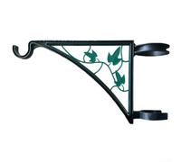 Rustic Style Cast Iron Hanging Basket Hook Bracket for Garden and Porch, Supporting Hanging Flower Baskets and Lanterns (Green leaves)