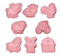 Rustic Style - Farmyard Stamp Set, 8 Pieces, Fondant Embossing Tools for Biscuits, in Pastry Shape for Kitchen | Supplies Baking Accessories for Family Fun