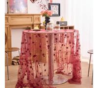 Rustic Style Floral Embroidered Lace Tablecloth Polyester Dining Room for Decor Party Wedding Banquet Soft Easy Care Washable Fabric Home Kitchen for textile White Gray Blue Pink Red Brown 150x150cm