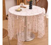 Rustic Style Floral Embroidered Lace Tablecloth Polyester Dining Room for Decor Party Wedding Banquet Soft Easy Care Washable Fabric Home Kitchen for textile White Gray Blue Pink Red Brown 150x150cm