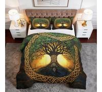 Rustic style Lightweight Coverless Duvet, Coverless Tree of life Celtic knot Prints Duvet king Size European-style room, Anti Allergy Bed Quilt for Summer - 1 Soft Comforter with 2 Pillowcases