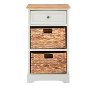 Rustic Style One Drawer Two Baskets Cabinet, Compact Design Display Cabinet, Spacious Side Cabinet Premier Housewares Grey One Size