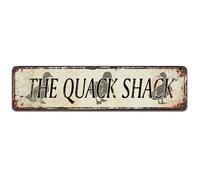 Rustic Style Outdoor Safe Metal Duck Signs for Duck House Decor - The Quack Shack,Funny Tin Sign 4x16 Inch