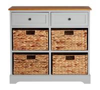 Rustic Style Two Drawers Four Baskets Cabinet, Compact Design Display Cabinet, Spacious Side Cabinet Premier Housewares Grey One Size