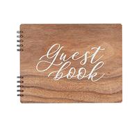 Rustic Style Wooden Wedding Guest Book for Reception, Rehearsal Dinner (112 Pages, 28.6 x 22.2 cm)