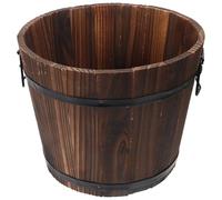 Rustic Succulent Planter Kitchen Accessories 1pc Wood Bucket Carbonized Wooden Pail Succulent Flowerpot Balcony Decor for Home Kitchen Wishing Well Planter