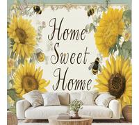 Rustic Sunflower Bee Scenery 3D Wallpaper Watercolor Nature Pastoral Wall Stickers 200x140 cm Modern Decor Canvas Wallpaper for Bedroom Living Room Stickers Mural Peel and Stick Photo Wall Art Dv116y