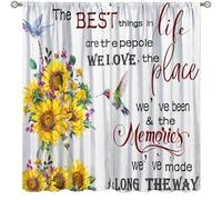 Rustic Sunflower Blackout Curtain,Farmhouse Floral Quotes Inspirational Wood Plank Bird Curtains Living Room Kitchen Bedroom Cafe Dining Room Office Drapes,52x84 in