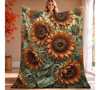 Rustic Sunflower Floral Theme Sunflowers Autumn Throw Blanket 60x80 Inch