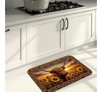 Rustic Sunflower Kitchen Mats for Floor, Artistic Floral Soft Mats, Seasonal Cushioned Comfort Washable Decor Rugs for Kitchen Sinks Laundryroom Bathroom 16x24 Inch