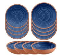 Rustic Swirl Indigo Melamine Outdoor Dining Set (12)