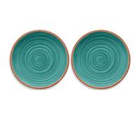 Rustic Swirl Turquoise Melamine Dinner Plate Set (2)