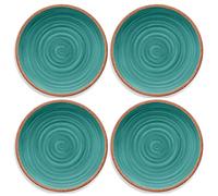 Purely Home Rustic Swirl Turquoise Melamine Dinner Plates - Set Of 4, Blue