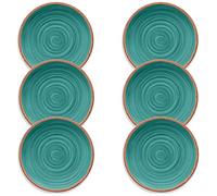 Rustic Swirl Turquoise Melamine Dinner Plate Set (6)