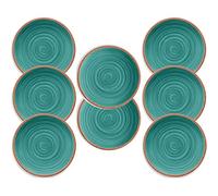 Rustic Swirl Turquoise Melamine Dinner Plate Set (8)