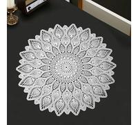 Rustic Table Placemats Set of 10, Silver Hollow Peacock Feathers Table Mats for Dining Room, Kitchen or Holiday Décor, 38cm